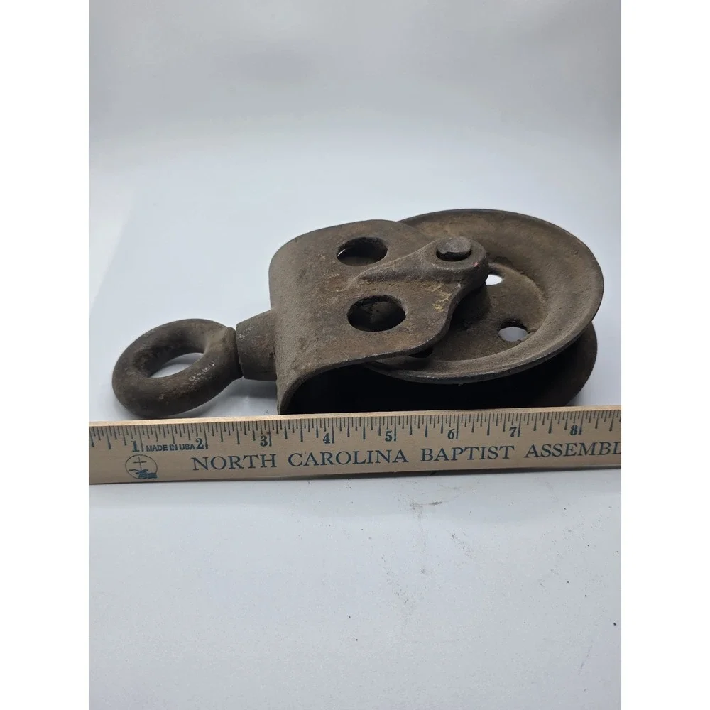 Cast Iron Barn Hay Trolley Track Roller Pulley Hook Vtg Old Door Hardware